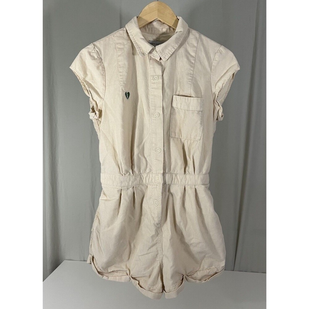 Urban Outfitters Women’s Corduroy Romper Cream Knock Out Size M Retro Cute